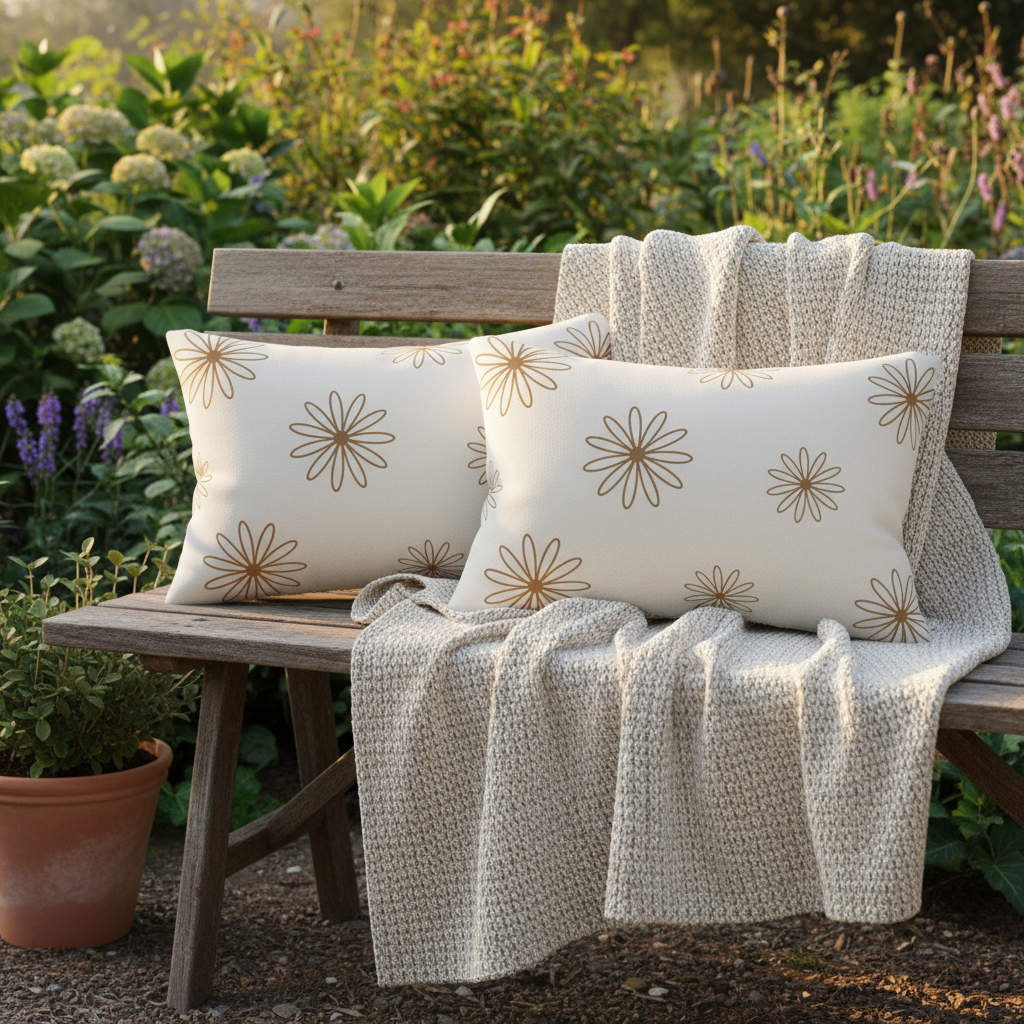 Lumbar Pillow - Boho Floral Cozy Home Decor Accent Cushion for Her