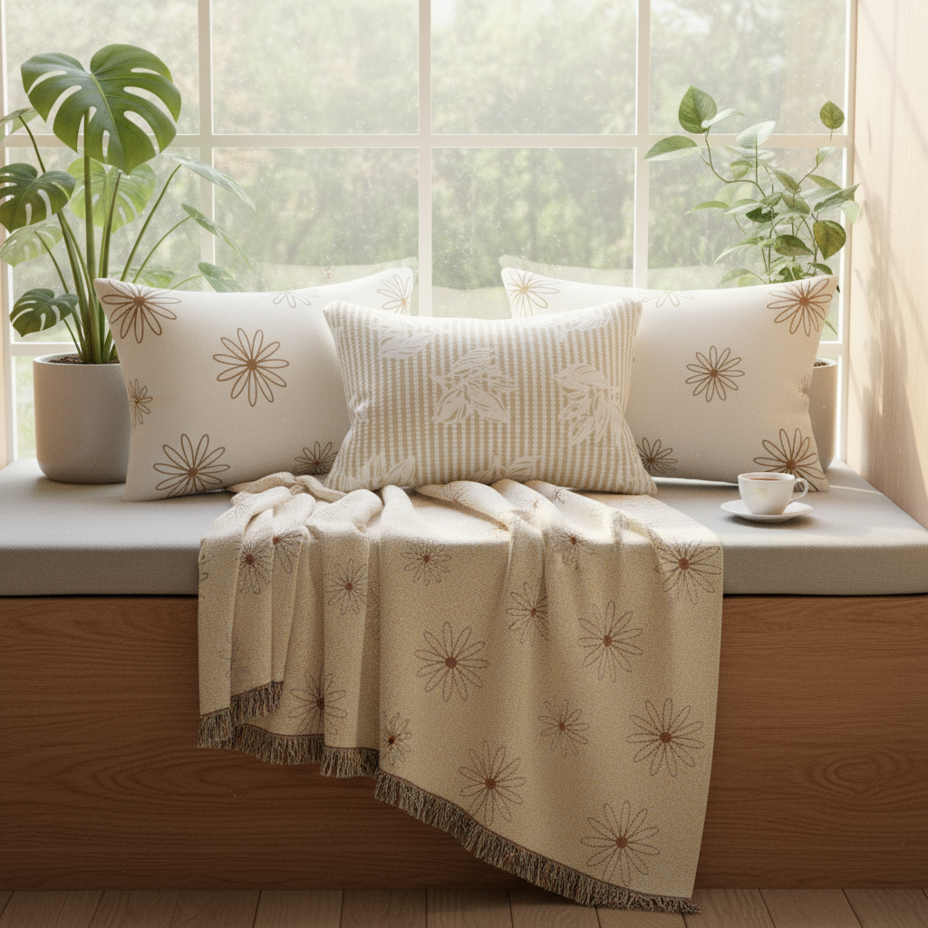 Botanical Bliss Home Bundle - Cozy Throw & Pillow Collection