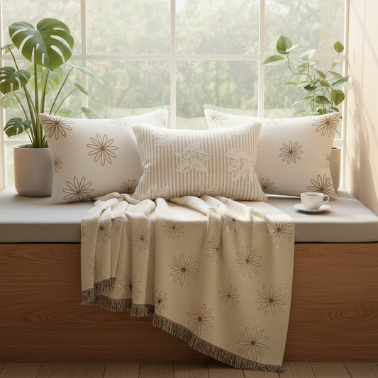 Botanical Bliss Home Bundle - Cozy Throw & Pillow Collection