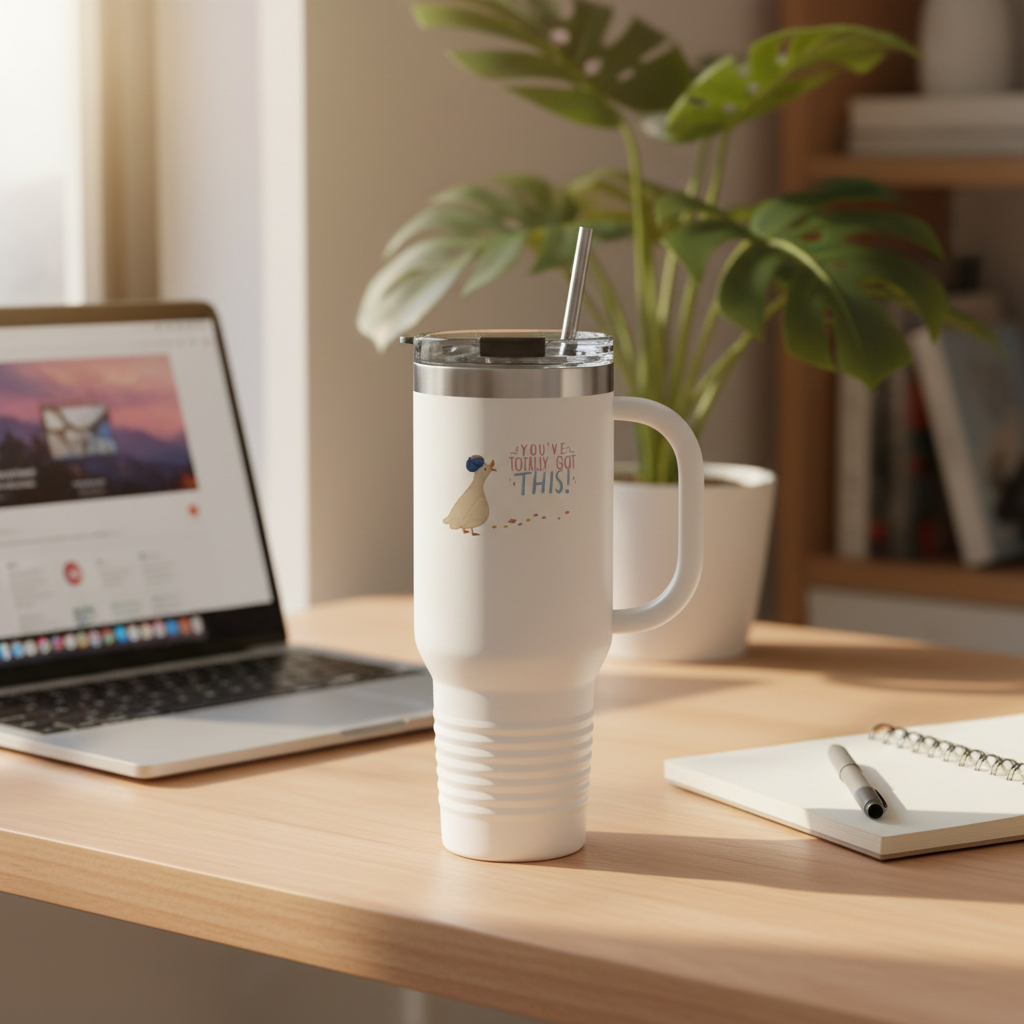 Adventure insulated travel mug 40oz tumbler with straw work desk office drinkware